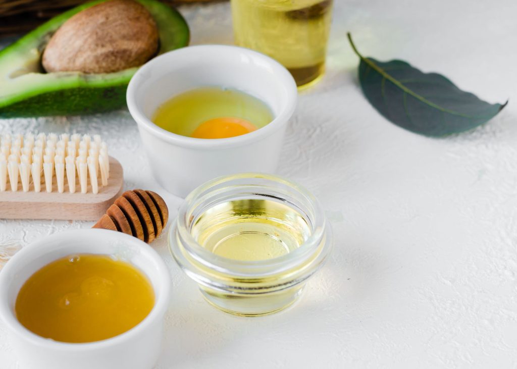 Olive oil and egg yolk face mask